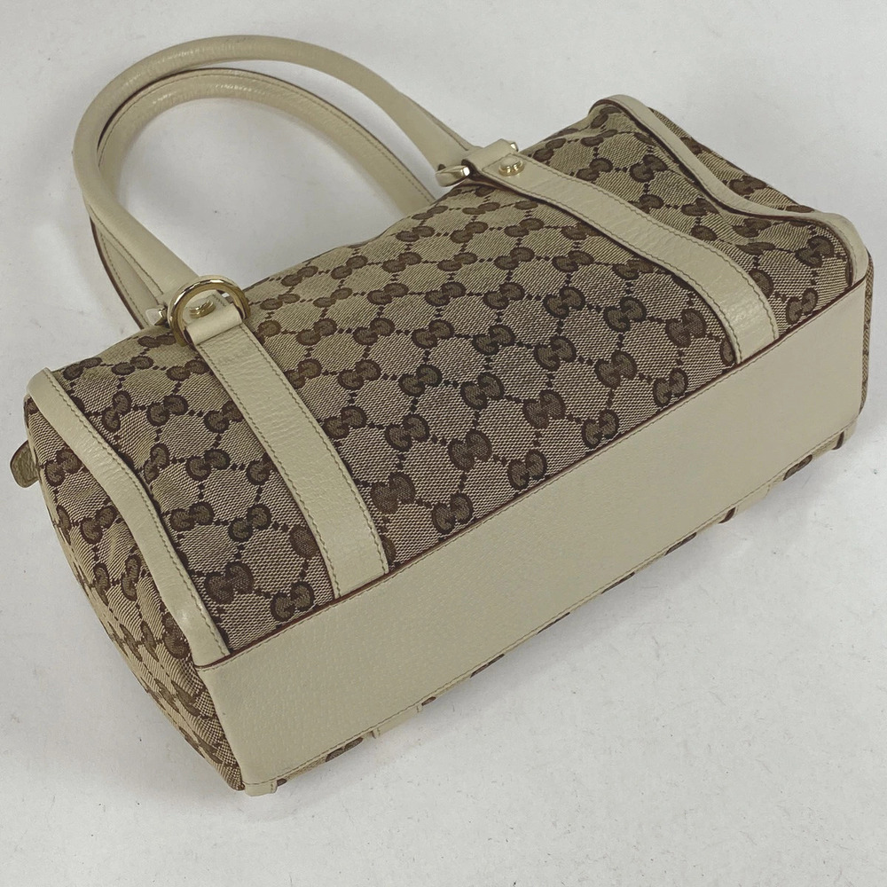 Gucci GG off Boston handbag brown canvas white